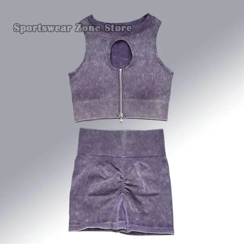 Yoga Suit High Waist Leggings Running Training Tights Sports Outfits Long Sleeve Crop Top Bra Seamless Fitenss Set Fitness Wear