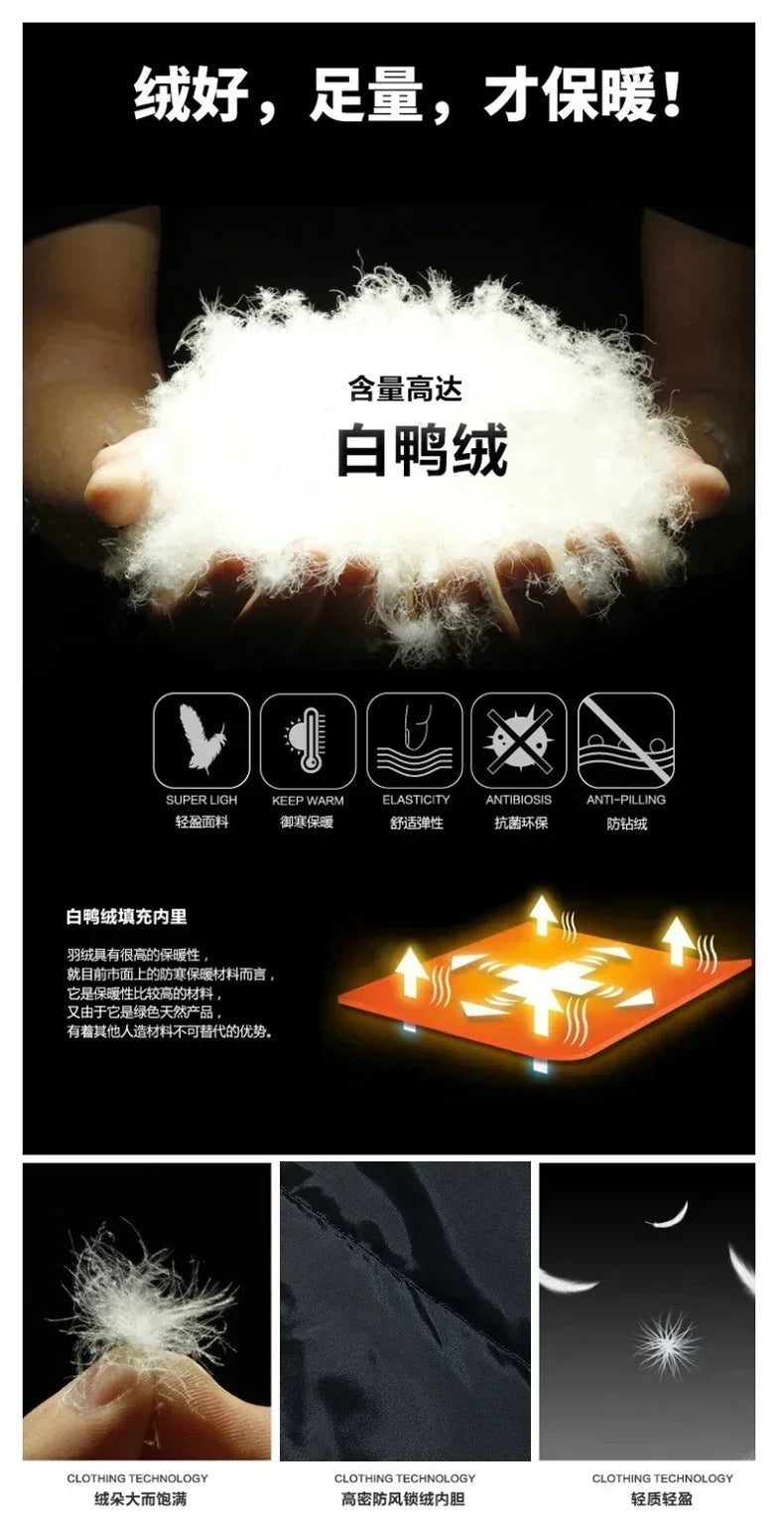 Men White Duck Down Parkas -20 Degree Winter Jacket Men's Thick Warm Snow Parkas Overcoat Windbreaker Hooded Parkas Coat Hombre.