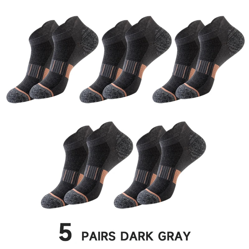 5 Pairs Socks Men's Short Socks Sweat Absorbent and Odorous Basketball Socks Running Sports Socks Breathable Mesh Men's Socks