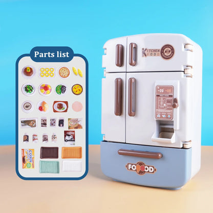 Cute Simulation Microfilm Furniture Double Door Refrigerator 1:12 Dollhouse Kitchen Model Decorations For Girl Birthday Gifts.