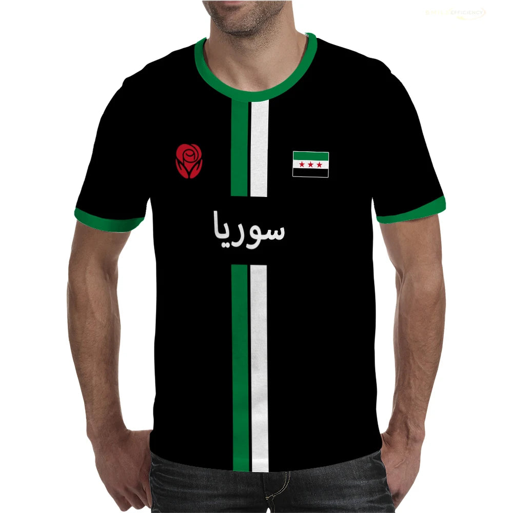 Syria Football T-Shirt Summer Sports Breathable Quick-drying Men's Tops Syrian Flag Map Print Short Sleeve Jersey Kid's Clothes.