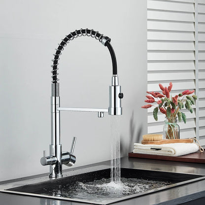 Filtered Kitchen Faucet Pure Water Kitchen Faucet Dual Handle Hot&Cold Drinking Water Purified Kitchen Mixer Taps