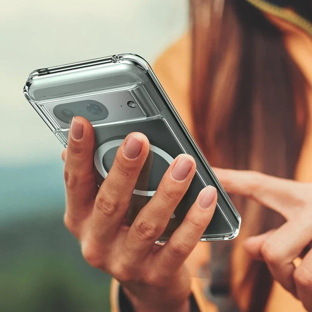 Luxury Transparent Magsafe Magnetic Case for Google Pixel 9A 10 9 8 7 6 Pro 9 Pro XL 8A 7A 6A Wireless Charging Clear TPU Cover.