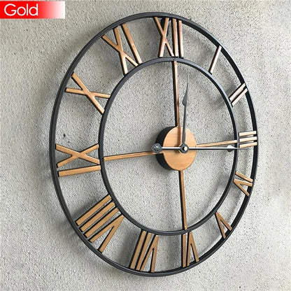 40/47/60/80 cm große 3D-Wanduhr mit römischen Ziffern, Kunst, hohle runde Wandbehang, Vintage-Metalluhr für Wohnzimmer und Zuhause