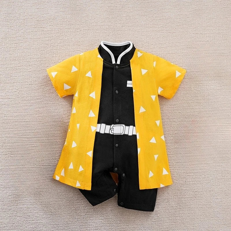 Baby-Sommerkleidung, kurzärmelig, für Jungen und Mädchen, Baumwolle, zum Tragen im Cartoon-Stil, bequem und atmungsaktiv.