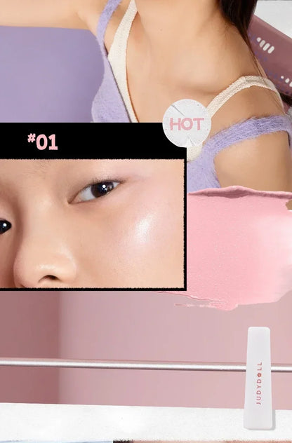 Judydoll Monochrome Blush Portable Silky Cream Multipurpose Blusher Eyeshadow Nude Natural Brighten Skin Tone Makeup Cosmetics.