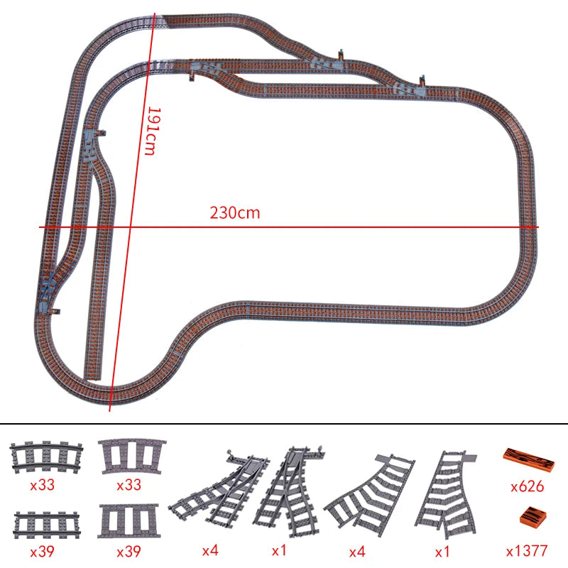 MOC City Creative Idea Train Straight and Curved Rails Base Tracks Shoulder Building Blocks Bricks Accessories DIY kid Toys gift.