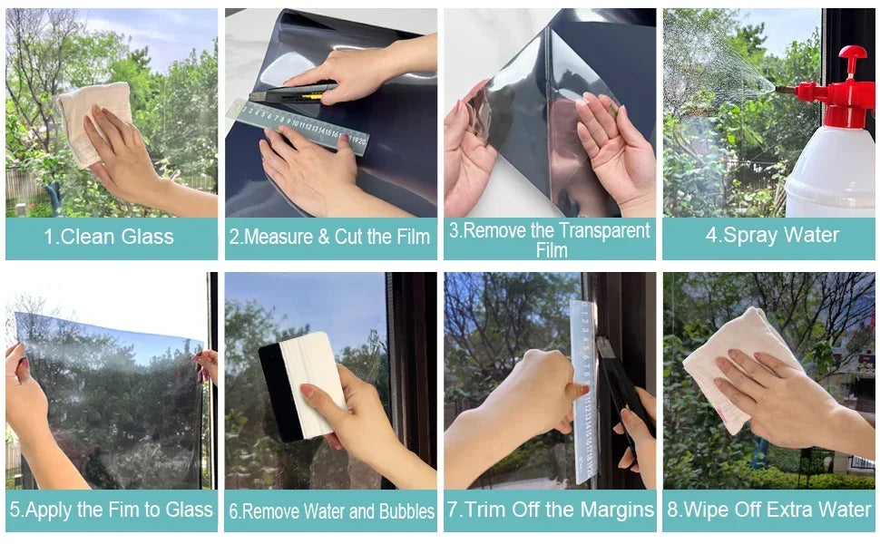 Haus Anti-Look Fenster Privatsphäre Film Kleber Vinyl Spiegel folie Einweg Auto Glas Bildschirm Tönung Aufkleber Rollen UV-Schutz Werkzeuge