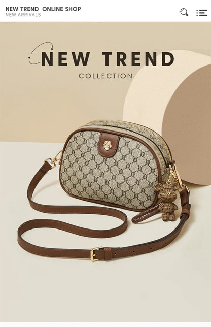 FOXER Women Small Shoulder Bag Fashion Monogram PVC Lady Crossbody Handbag with Adjustable Strap.