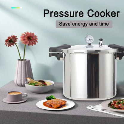 22L Aluminium Alloy Pressure Canner 90Kpa Thickened Explosion-proof Pressure Cooker Pot with Pressure Gauge and Safety Valve.