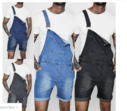 Fashion Streetwear Mens Suspenders Denim Jumpsuits Cargo Pants Men Shorts Masculino Jeans Pink Overalls.