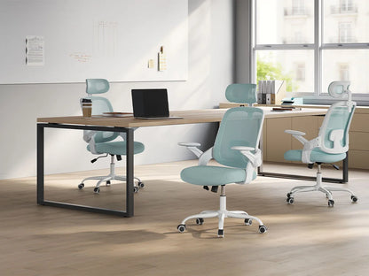 WOLTU Ergonomischer Netz-Bürostuhl, anhebbarer Gaming-Stuhl mit Kopfstütze, verstellbare Lordosenstütze, drehbarer Computerstuhl mit hoher Rückenlehne