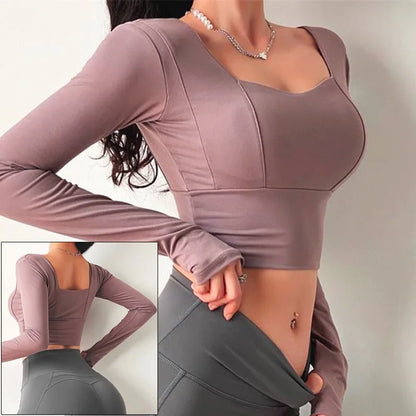 Cloud Hide Black Beauty Back Yoga Shirts Women Long Sleeve Blouse Plus Size Sports Gym Fitness Top Running T-Shirt Workout Shirt