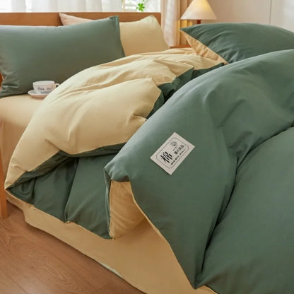 2025 new solid color matching pure cotton quilt cover bed four-piece set student dormitory 3-piece set available in all seasons.