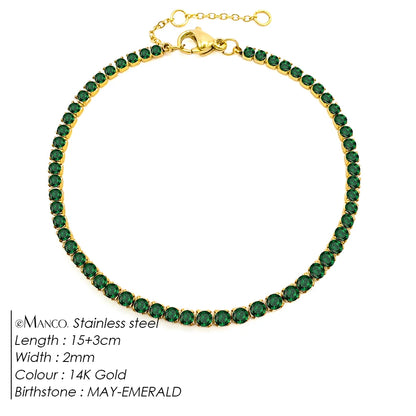 eManco Stainless Steel Gold Plated Sparkling Bracelet High Quality White Zirconia Single Row Simple Accessory For Girls