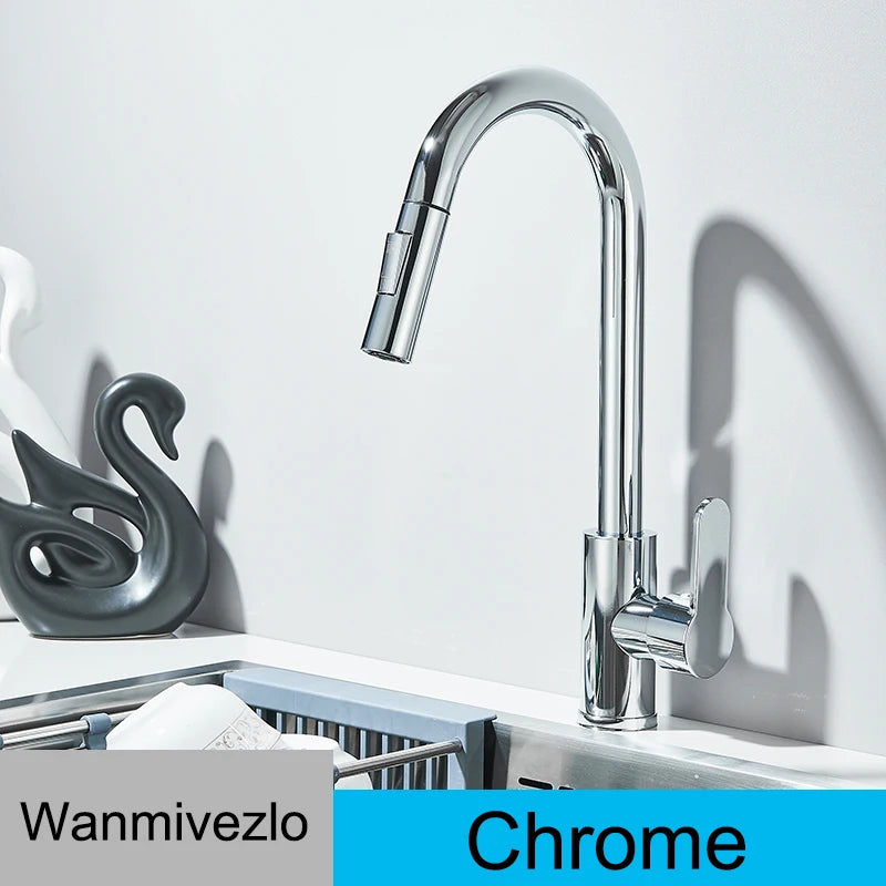 Kitchen Sink Cold Hot Water TapPull Out Kitchen Faucets 360° Rotation Kitchen Mixer Tap Single Lever Mixer Tap
