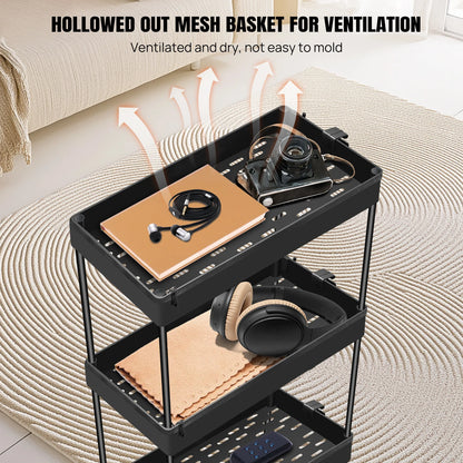 DayPlus Aufbewahrungswagen, 4-stufiger Küchenaufbewahrungswagen auf Rädern, Badezimmerwagen, Mobilitätswagen mit 360 °   Rotationsräder