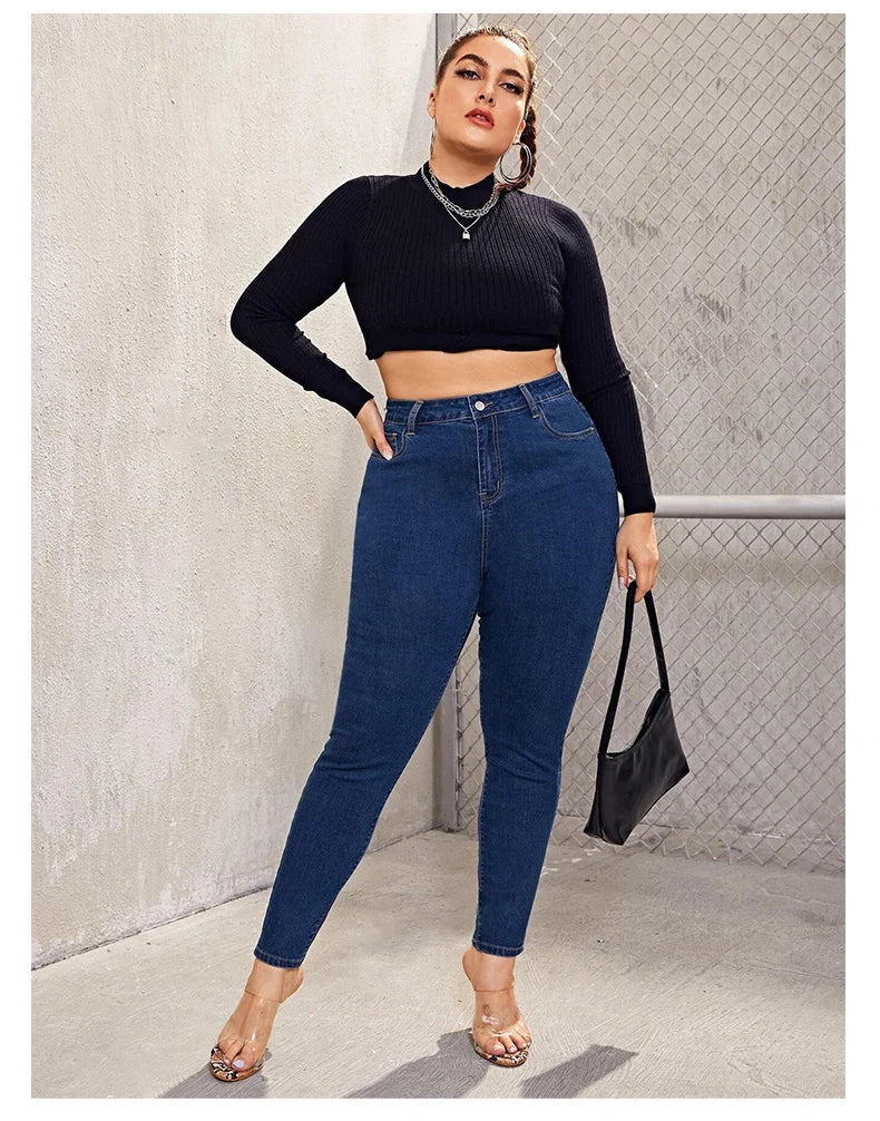 Plus Size Skinny Jeans For Women High Waist Stretch Denim Trousers Mom Jeans Pencil Pants Casual Comfort Trousers Oversize.