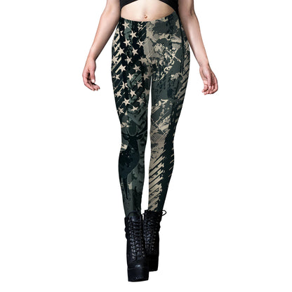 NADANBAO Leggings Women Sporty Pants Camouflage Green Star print Outdoor Hiking Fitness Workout Elastic Sexy Tights Trousers