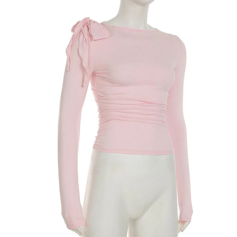 Summer Lace-Up T-Shirts Vest For Women Long Sleeve High Waist Cropped Y2k Top Pullover Female 2025 New Tank Top.