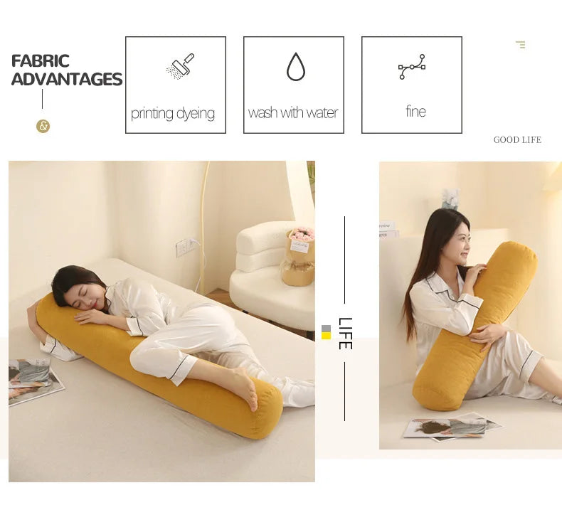 Body Pillow Pregnancy Pillows Chin Lumbar and Leg Support Stomach and Back Sleepers Adjustable Bendable Roll Pillow for Sleeping.