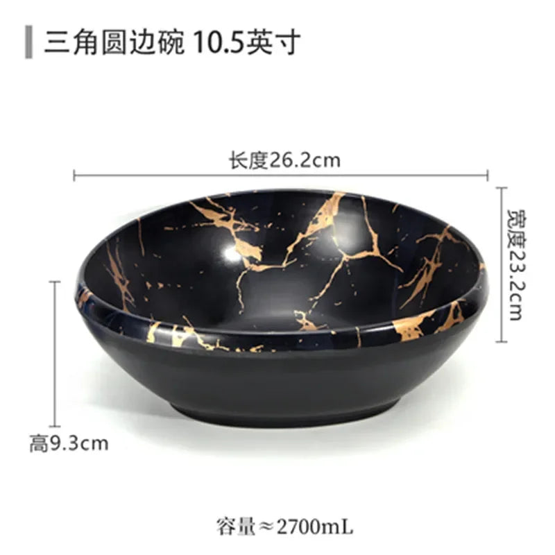 Marble Texture Imitation Melamine Plate BBQ Tableware Cake Fruits plates Snack Tray Outdoor Party Dishes Steak