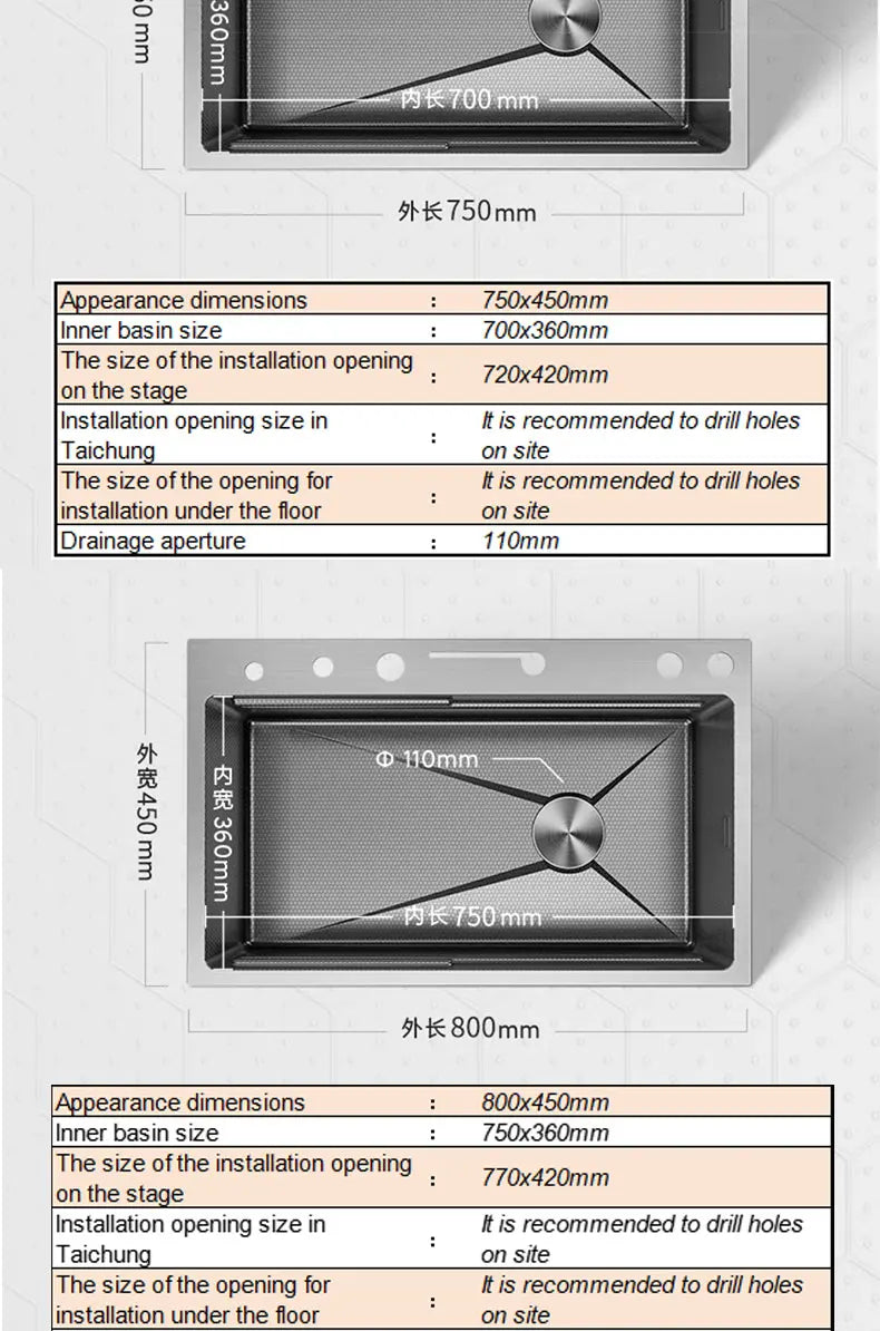 Extra Thick 5.0mm Kitchen 304 Sink, Whale Sink, Stainless Steel Large Single Sink, Waterfall Sink, Thickened Dish Sink