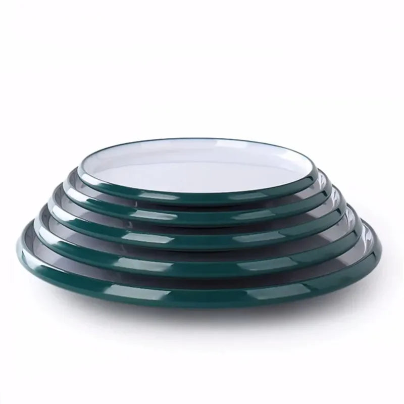 1Pc Commercial Melamine Tableware Household Plastic Dinner Plates Round Barbecue Salad Dishes Plate Kitchen Accessories.