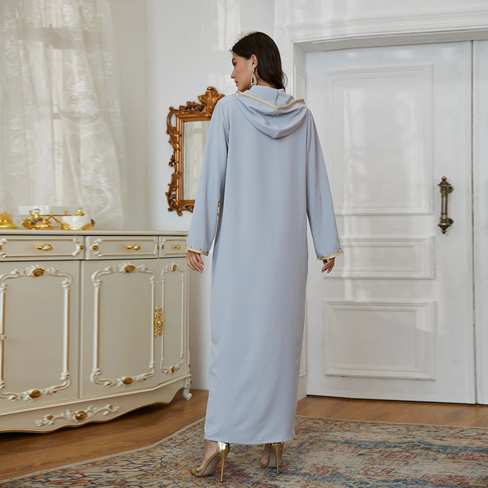 Ramadan Gray S Size Abaya Damen Dubai Luxury Islam Muslim African Dresses For Women Kebaya Kaftan Morocco Robe Musulmane Femme.