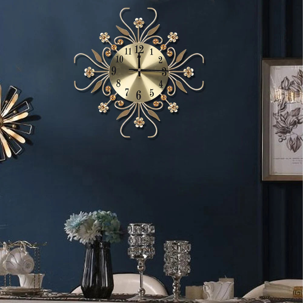 13,62 Zoll große Metall-Wanduhr, Gold, moderne Wanduhr ohne Ticking-Lärm, batteriebetrieben, dekorativ für Wohnzimmer