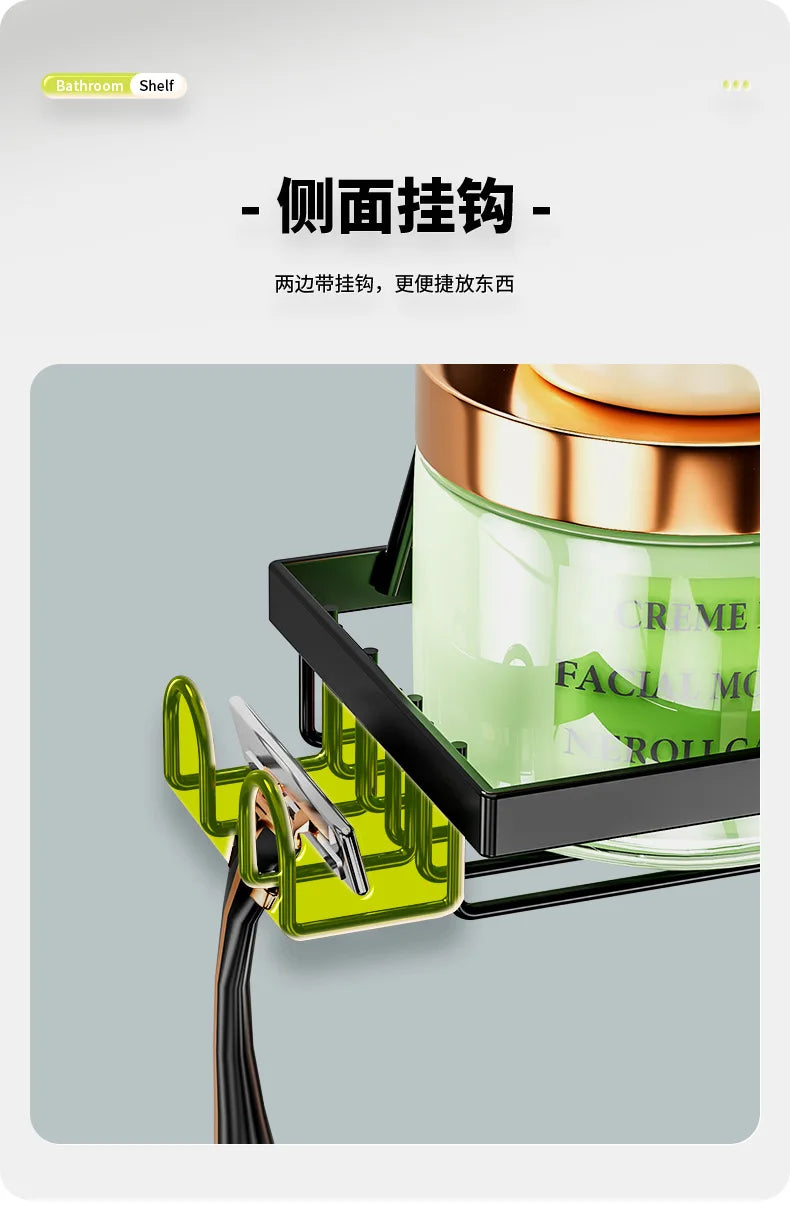 Bohrfreies Badezimmerregal über der Tür, hängender Organizer, wandmontiertes Korbregal, mehrschichtiges Duschraum-Aufbewahrungsregal für Toilette