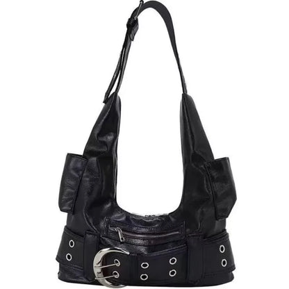 Belt buckle Women Luxury Designer Handbag And Purses PU Rivet Multiple Pockets Y2K Large Capacity Shoulder bags big totes.