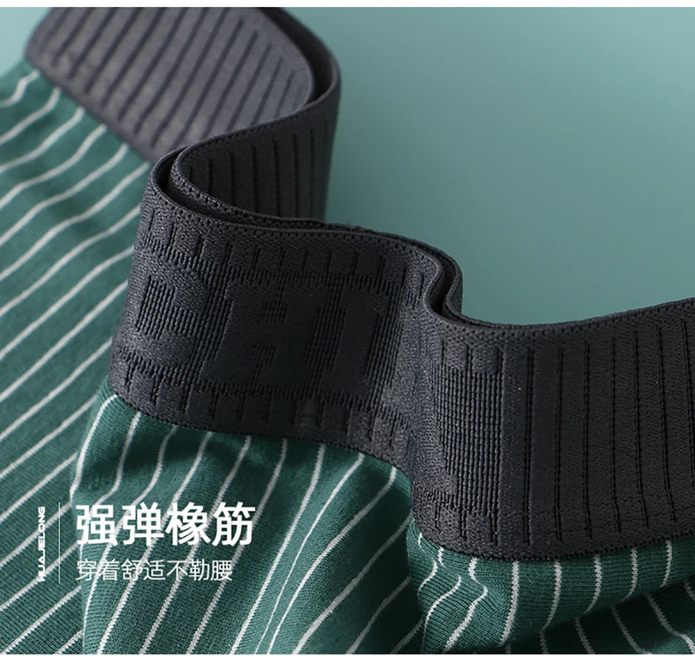 3PCS/Pack 100% Cotton Soft Panties Woman Trendy Striped Female Underwear Summer Breathable High Elastic Mid-rise Waist Boyshort.