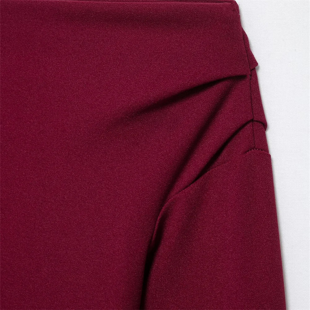 Women's Asymmetric Elastic Top Solid Color Long Sleeve Slant Neck Decoration Spring New Casual Women's Top.