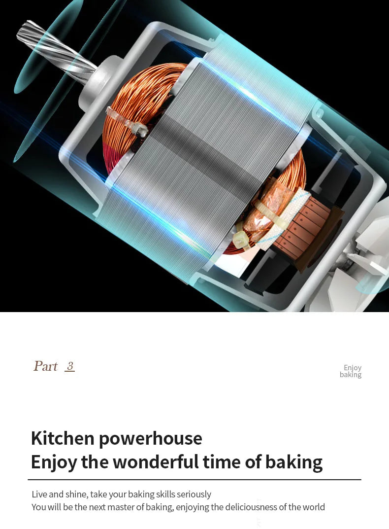 DIVEDEER Kitchen food mixer 3.5L stainless steel bowl cream egg mixture cake dough kneading machine 600W vertical mixer.