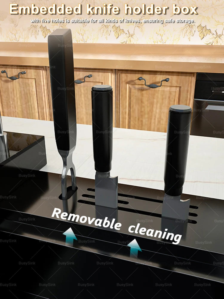 Stainless Steel Kitchen Sink Waterfall Wash Vegetables Basin Intelligent Digital Display Faucet Dish Wash Bowl Large Single Slot