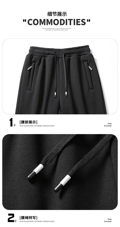 Winter Men's Cotton Fleece-Lined Sweatpant Men Plush Thick Lambswool Thermal Drawstring Trousers Casual Comfortable Sports Pants
