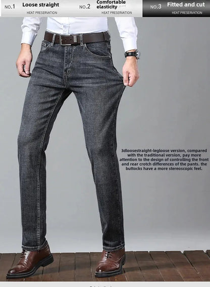 Lee Dex Jeans Herren Herbst/Winter Dicke, gerade Beine, lockere Passform, lässige Business-Hose, schlankmachend, glättet Ihre Silhouette-Hose.