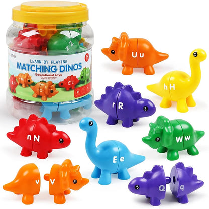 Matching Letters Dinosaur Toy Double-Sided ABC Letters Montessori Preschool Educational Fine Motor Toy Gift.