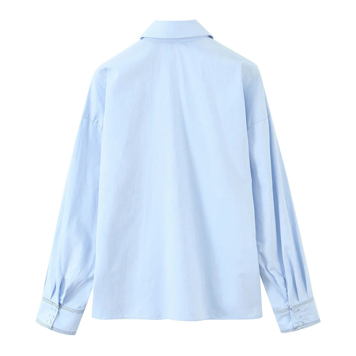 KONDALA Fall Women Elegant Blue Shirt Lapel Waist Buttons Shirt Office Lady Tops New 2025 Spring Autumn Fashion Commuter Shirt.