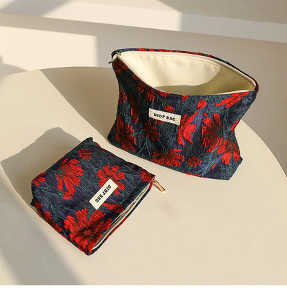 Mini Female Cosmetic Bag Portable Red Soft Small Sanitary Napkin Storage Bag Commuter Coin Key Bag Portable Bank Card Bag.