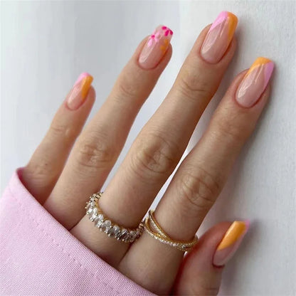 24Ps/Set White Ripple Glitter Chip Design Wearing False Nail French Full Cover Acrylic Press on Nail Almond Shape Fake Nail Tips