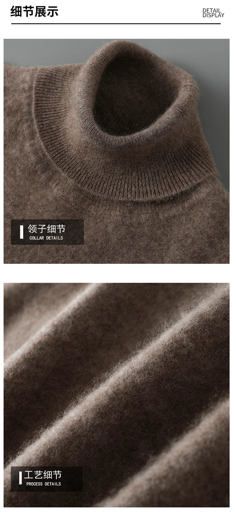 2025 Autumn/Winter High Collar Men's 100% Pure Wool Stylish Youth Loose Knitted Outerwear Flip Collar Casual Base Men's Sweaters