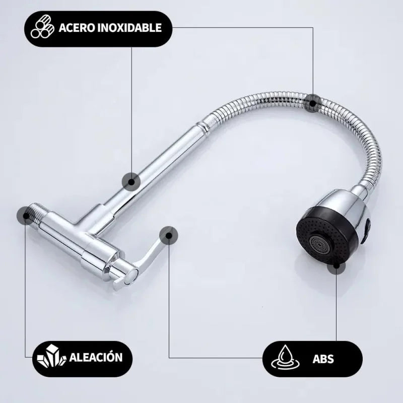 Kitchen Faucet Wall Mount 2 Function Hot and Cold Water Sink Faucet 360 Degree Rotating Sprayer Faucet Bathroom Accessory