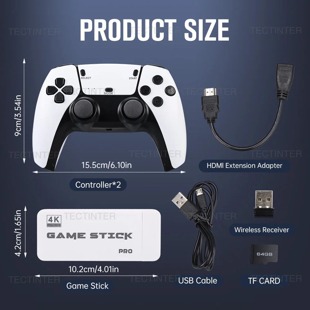 M15 4K Game Stick Mini Video Game Consoles Retro Handheld 20000 Games Player HD Video Game Stick 2.4G Dual Wireless Controller.