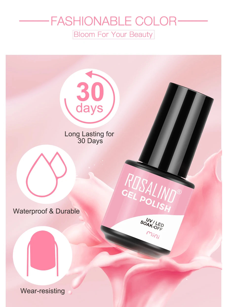 ROSALIND Red Series UV Nail Gel Hybrid Varnish Semi Permanent For Manicure Art Nail Polish Matt Base Top Coat Gel Nail Polish.