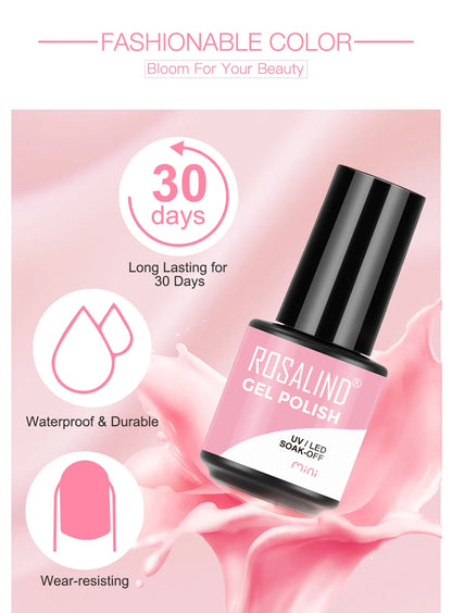 ROSALIND Red Series UV Nail Gel Hybrid Varnish Semi Permanent For Manicure Art Nail Polish Matt Base Top Coat Gel Nail Polish.