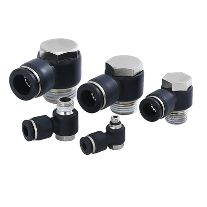 Black Air Hose Fittings 1/8 1/4 3/8 1/2 4mm/6mm/8mm/10mm PC PCF PL Tube Connector Pneumatic Quick Coupling Pipe Hose Fitting