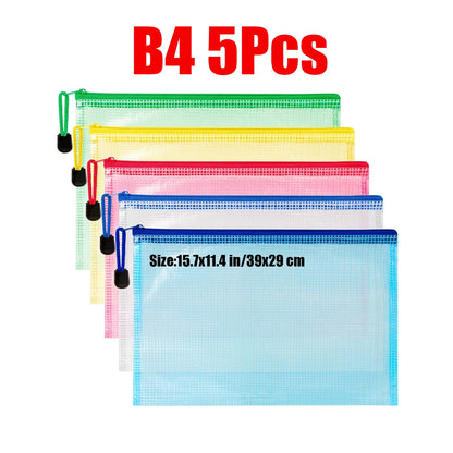 Zipper Documents Bag A4/A5 Plastic Folders A3 Transparent Waterproo File Organize Storage Bag School Office Stationery Supplies.