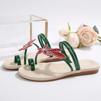 Summer Women Slippers Glitter Sandals Non-slip Slippers Maple Leaf Toe Flip Flops Fashion Beach Shoes Outdoor Flat Slippers 2025.